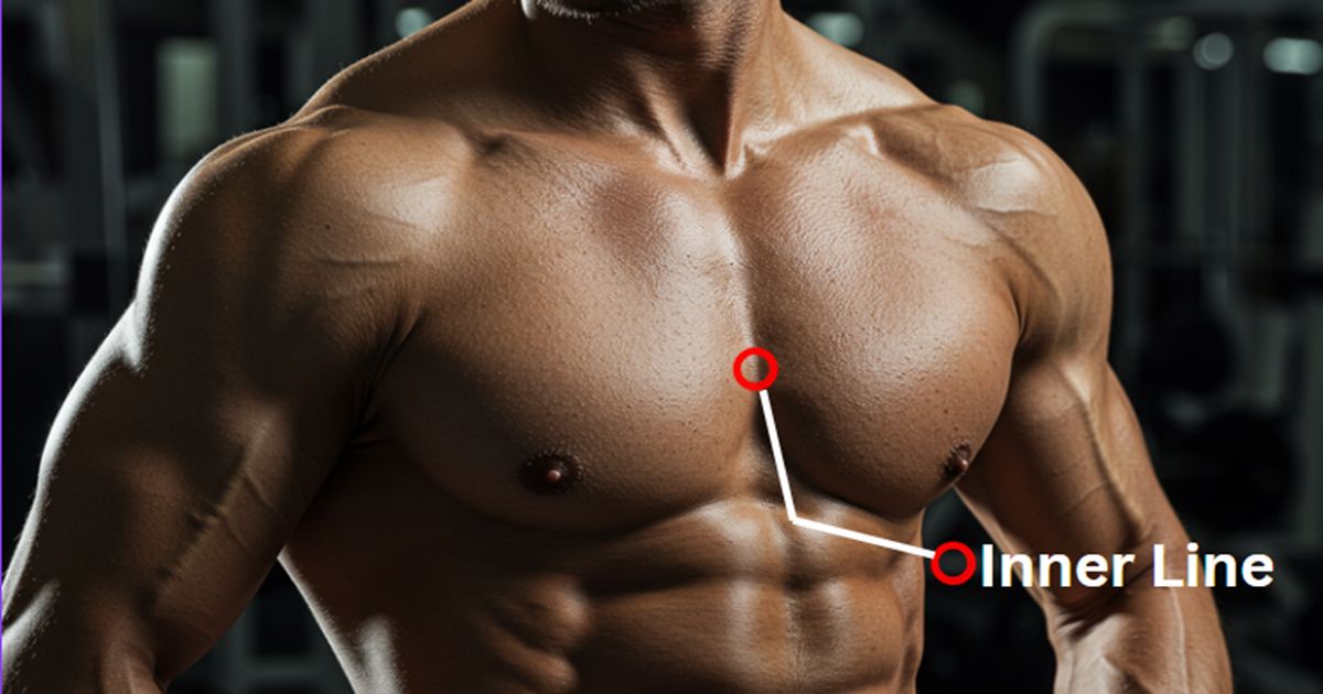 A muscular man showcasing a deeper inner chest line after consistent inner chest workout