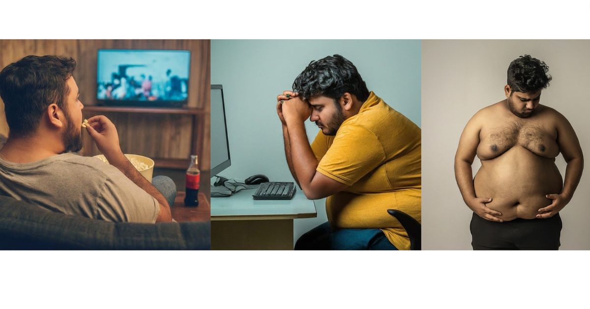 Obese individuals behaviors linked to a sedentary lifestyle clearly representing the Sedentariness Definition