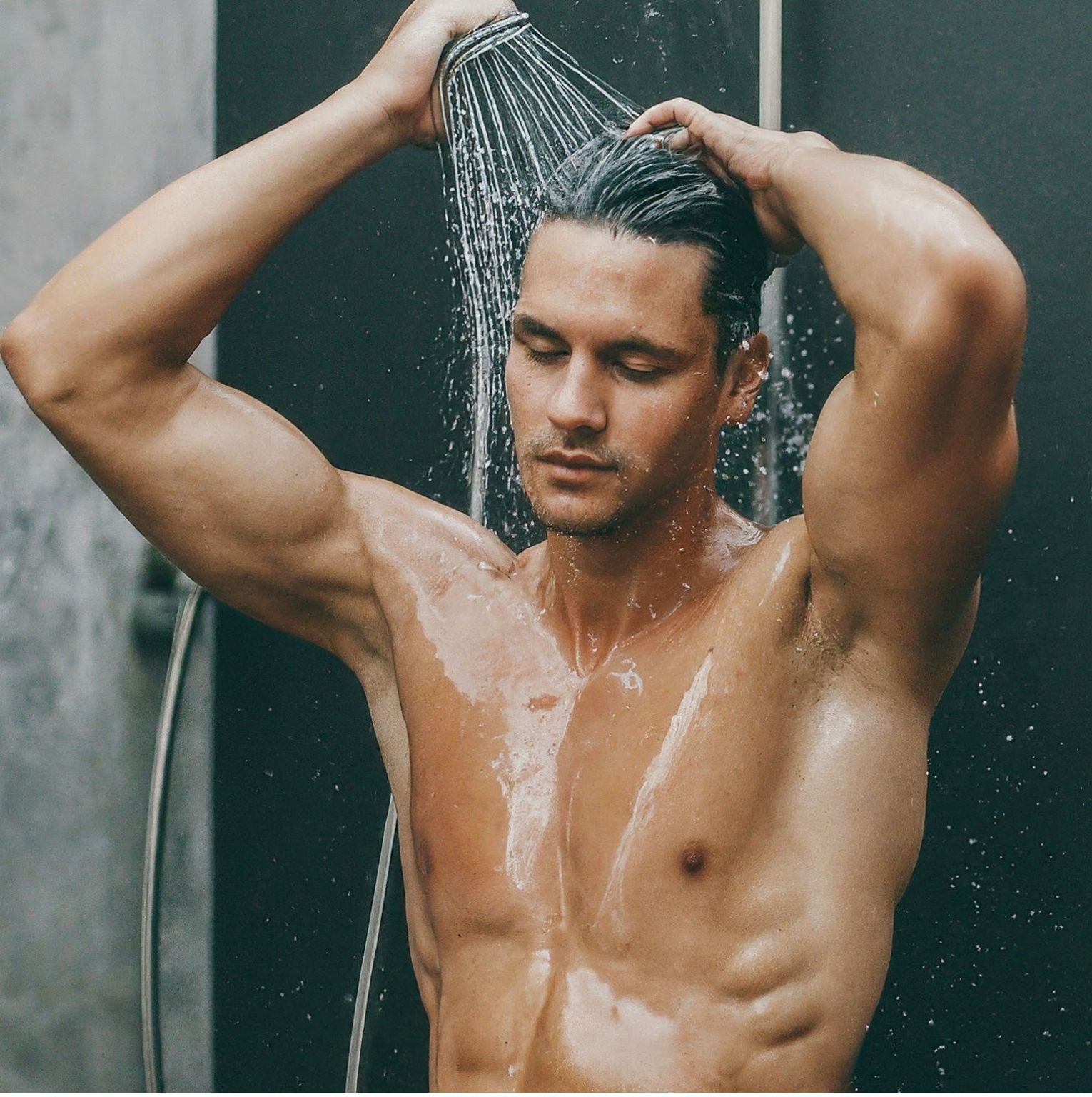 a man is taking shower