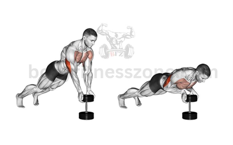 A man doing close grip dumbbell push-up for inner chest workout