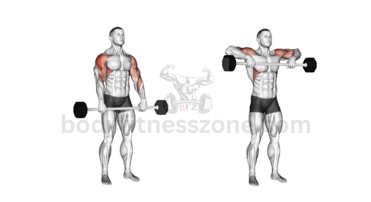 A man performing upright row exercise as part of his shoulder workouts