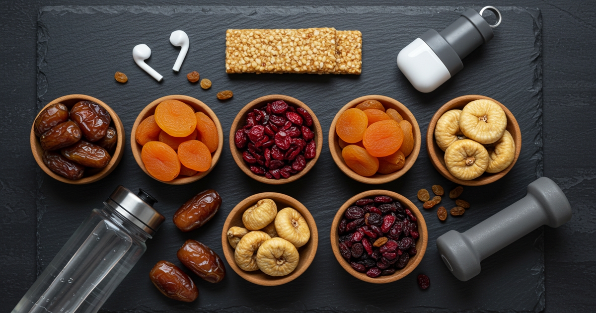 A mix of dried fruits, one of the healthy carbs to eat for quick energy and essential vitamins
