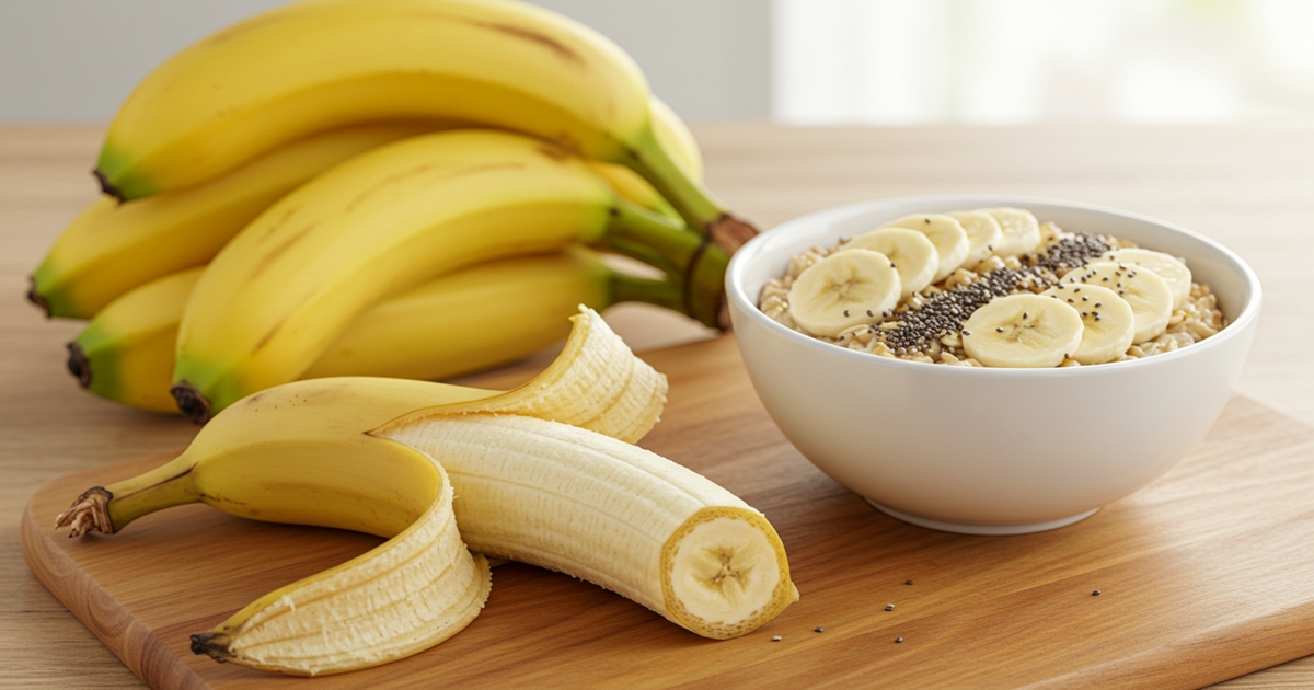 A ripe banana, one of the healthy carbs to eat for quick energy and muscle recovery