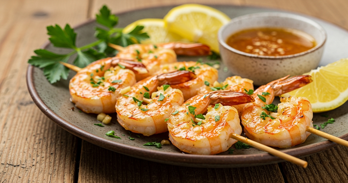 Grilled shrimp served as high quality protein