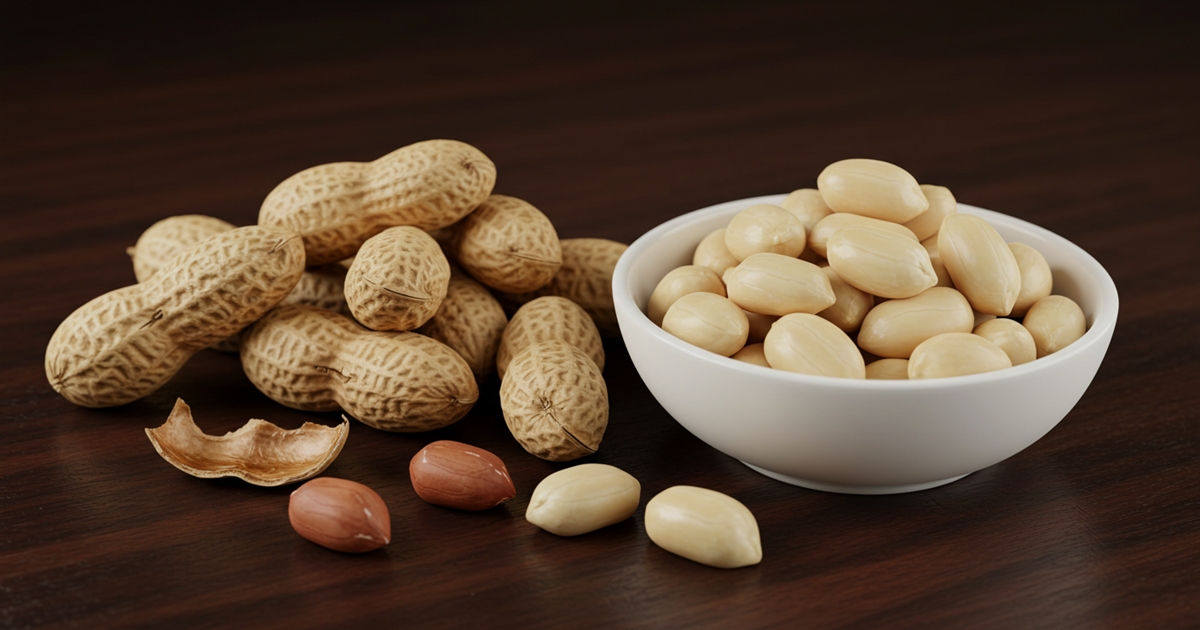 Shelled peanuts in a bowl