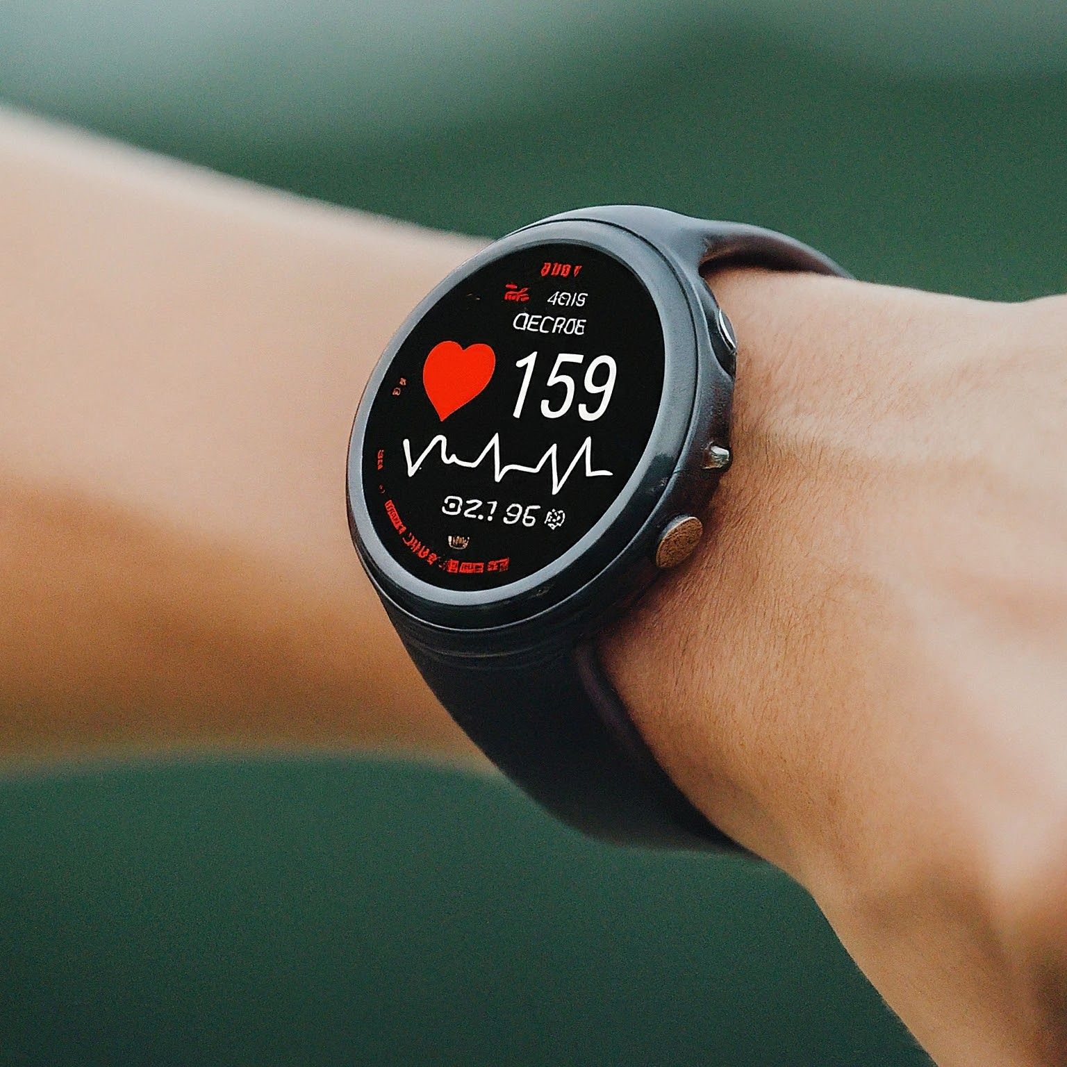 a digital smart watch showing real time heart rate during cardio