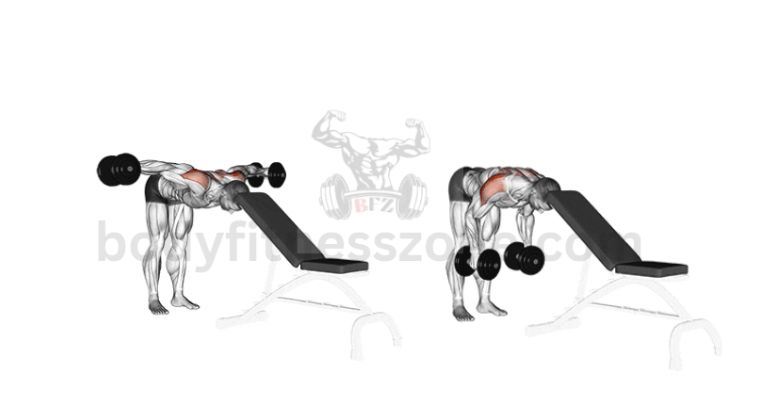 A man performing bent over rear delt fly with dumbbells, focusing on rear shoulder muscles