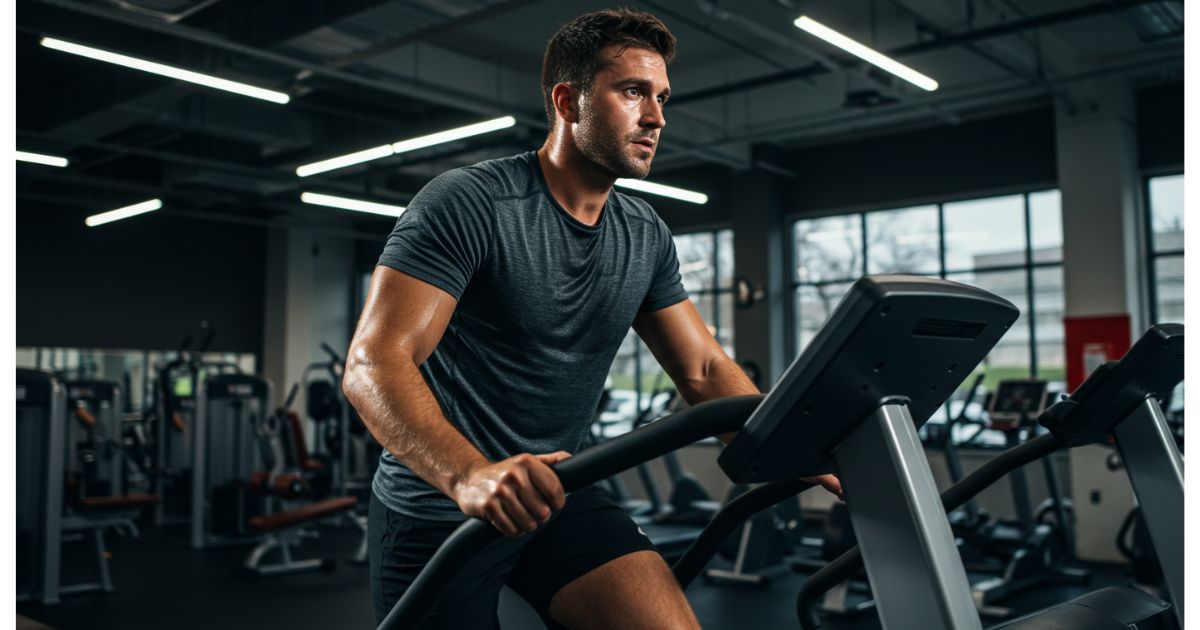 a man running on treadmill 