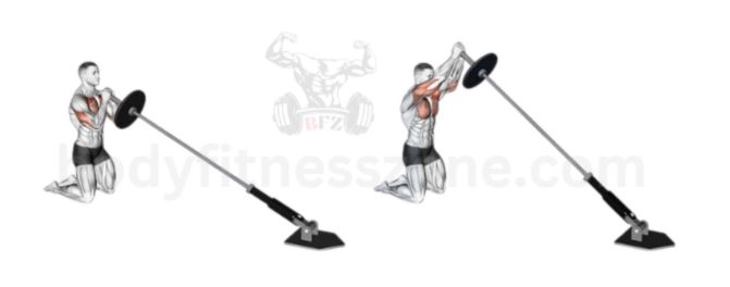 upper chest exercises a man is doing landmine chest press 