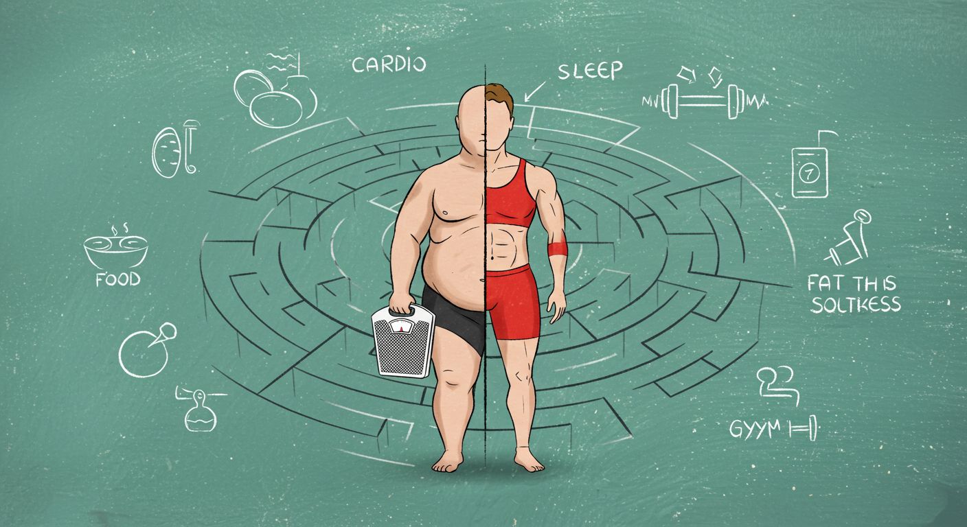 Common Weight Loss Mistakes – Man Half Obese Half Fit