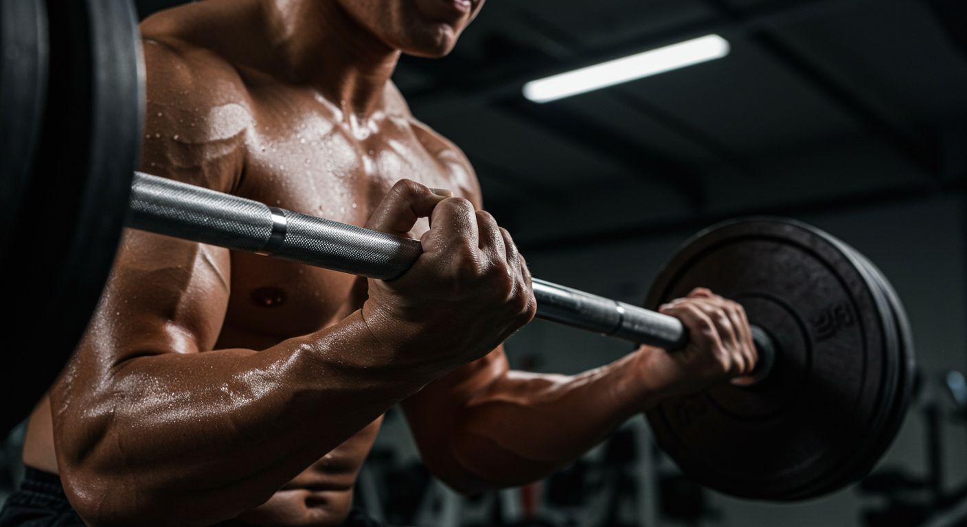 Man Doing Weight Training – Strength and Muscle Building