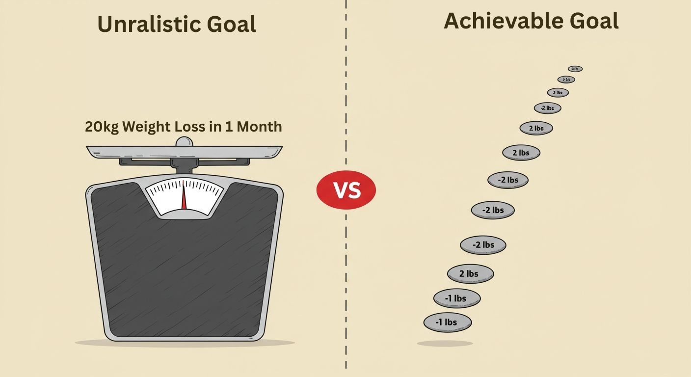 Unrealistic Goal vs Planned Weight Loss Steps